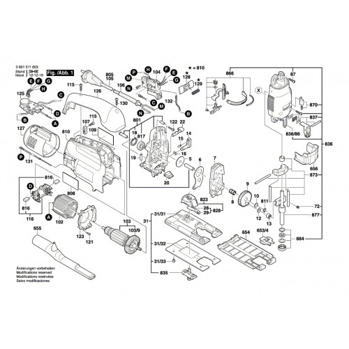 Запчасти для лобзика Bosch GST 120BE